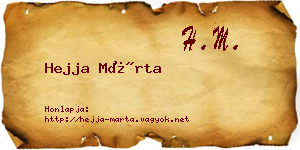 Hejja Márta névjegykártya